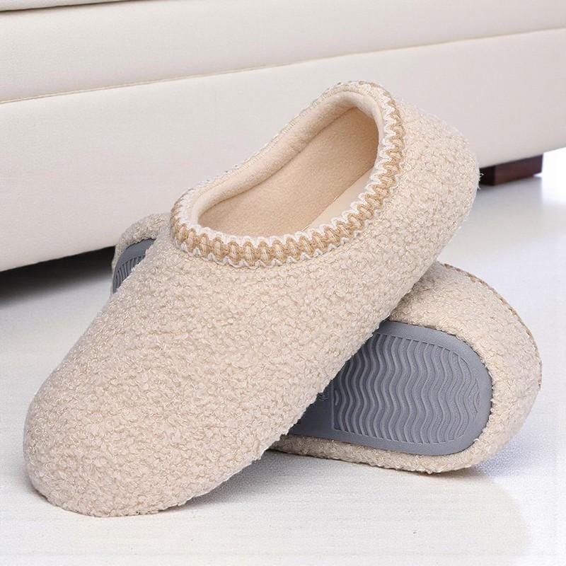 Women’s Teddy-Textured Plush Slippers – Insulated Foam-Cushioned House Shoes with Non-Slip Sole